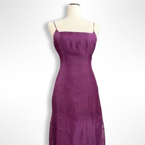VTG 90s Ann Taylor 100% SILK Purple Spaghetti Strap Maxi  Dress, 4, whimsigoth